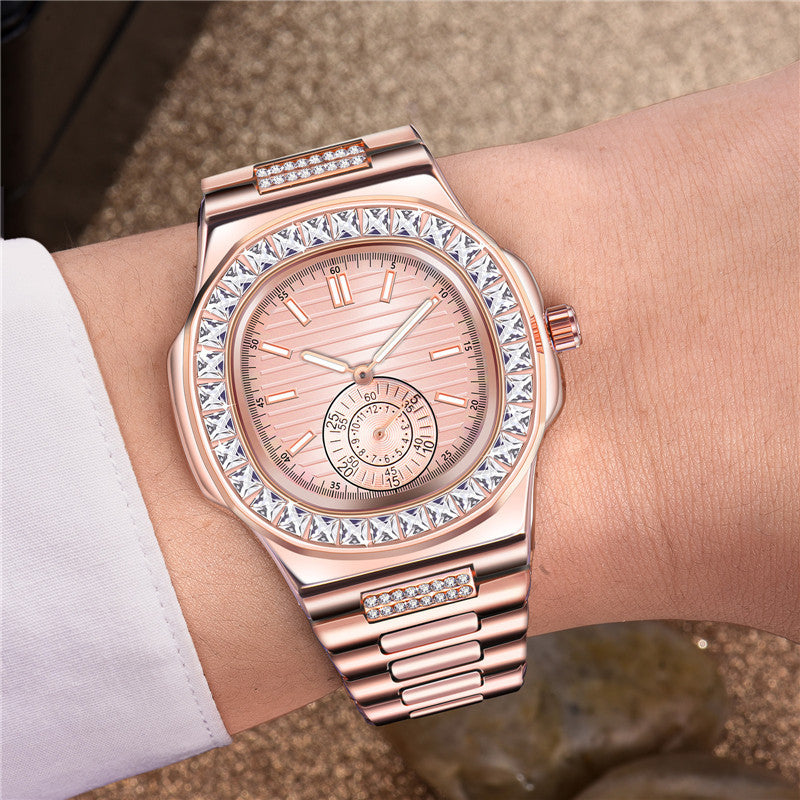 Mens Fashion Alloy Band Diamond Gifts Watches - 𝓢𝓱𝓸𝓹𝓵𝓮𝓬𝔂