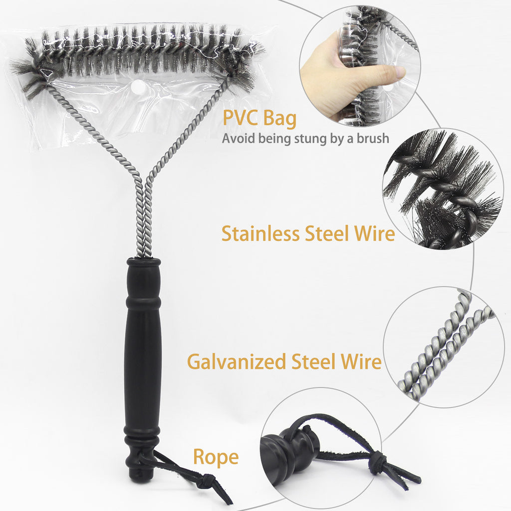 Barbecue Grill BBQ Brush Clean Tool Stainless Steel Wire Bristles Non-stick Cleaning Brushes - 𝓢𝓱𝓸𝓹𝓵𝓮𝓬𝔂