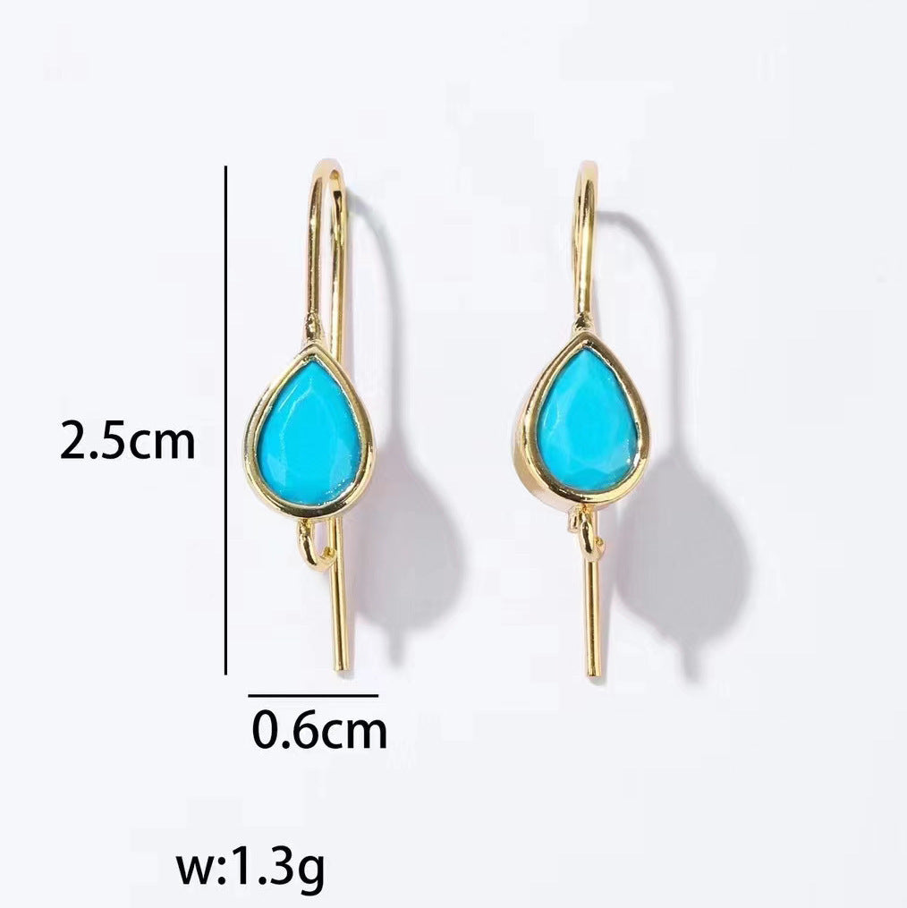 Minimalist Water Drop Zircon Ear Hook Accessories DIY Copper Plating - 𝓢𝓱𝓸𝓹𝓵𝓮𝓬𝔂