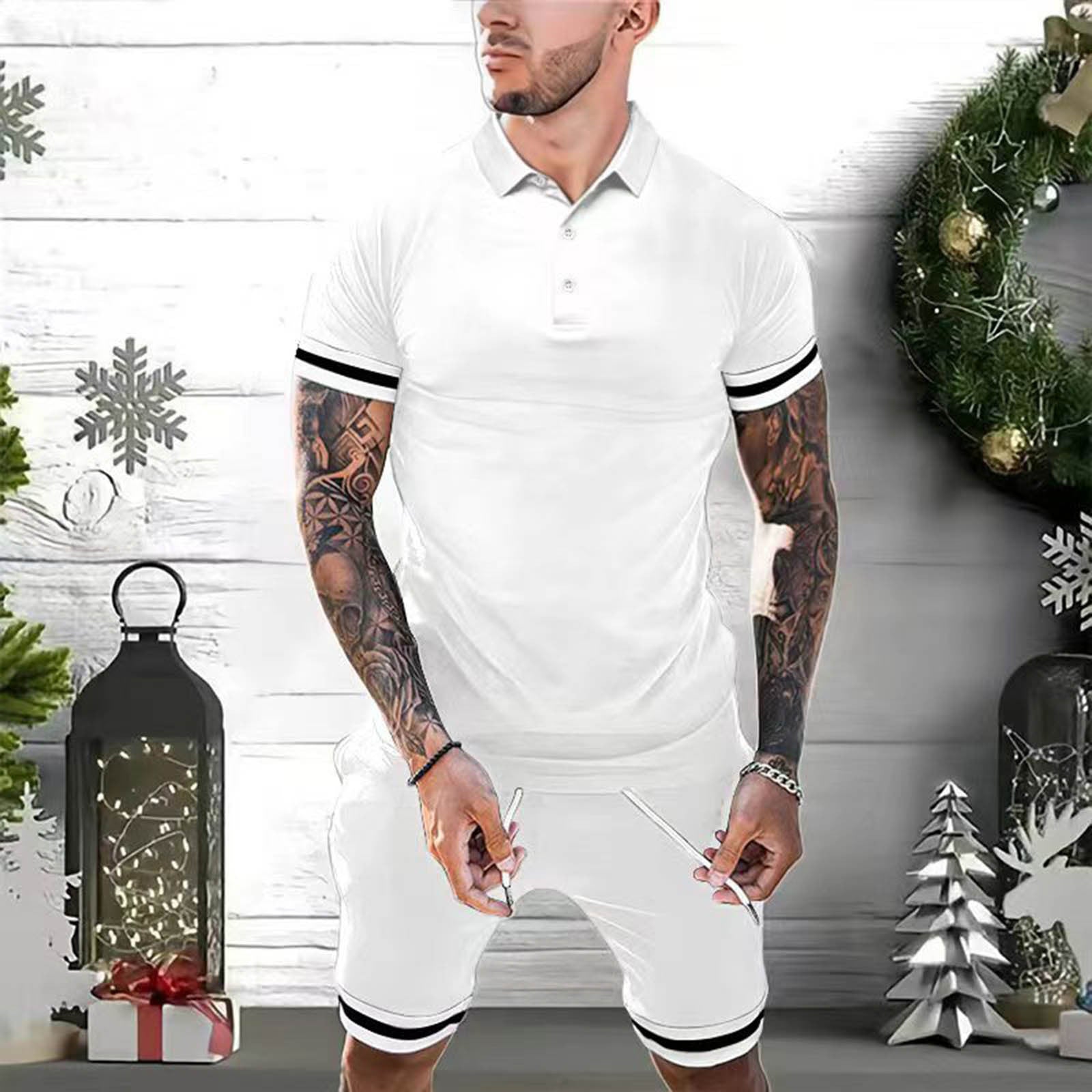 Mens Short Sets 2 Piece Outfits Polo Shirt Fashion Summer Tracksuits Casual Set Short Sleeve And Shorts Set For Men - 𝓢𝓱𝓸𝓹𝓵𝓮𝓬𝔂