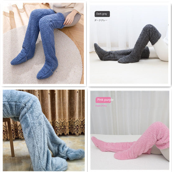 Over Knee High Fuzzy Long Socks Winter Warm Cold Leg Knee Joint Cold-proof Stockings Home Floor Sleeping Socks - 𝓢𝓱𝓸𝓹𝓵𝓮𝓬𝔂