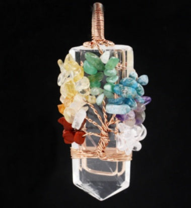 Crystal Column Tree Of Life Winding Pendant Necklace - 𝓢𝓱𝓸𝓹𝓵𝓮𝓬𝔂