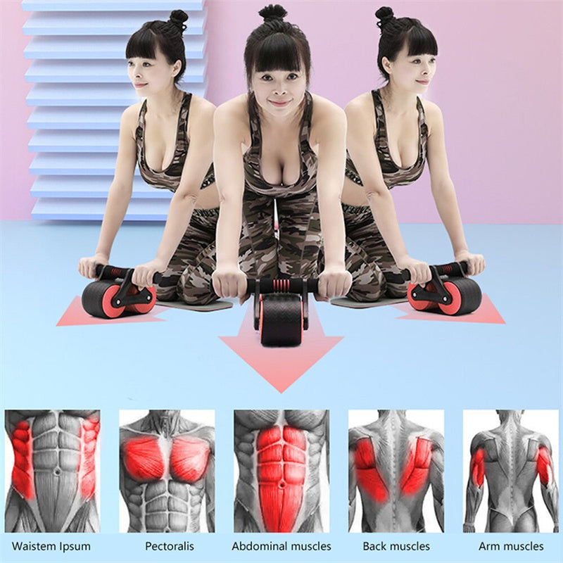 Double Wheel Abdominal Exerciser Women Men Automatic Rebound Ab Wheel Roller Waist Trainer Gym Sports Home Exercise Devices - 𝓢𝓱𝓸𝓹𝓵𝓮𝓬𝔂