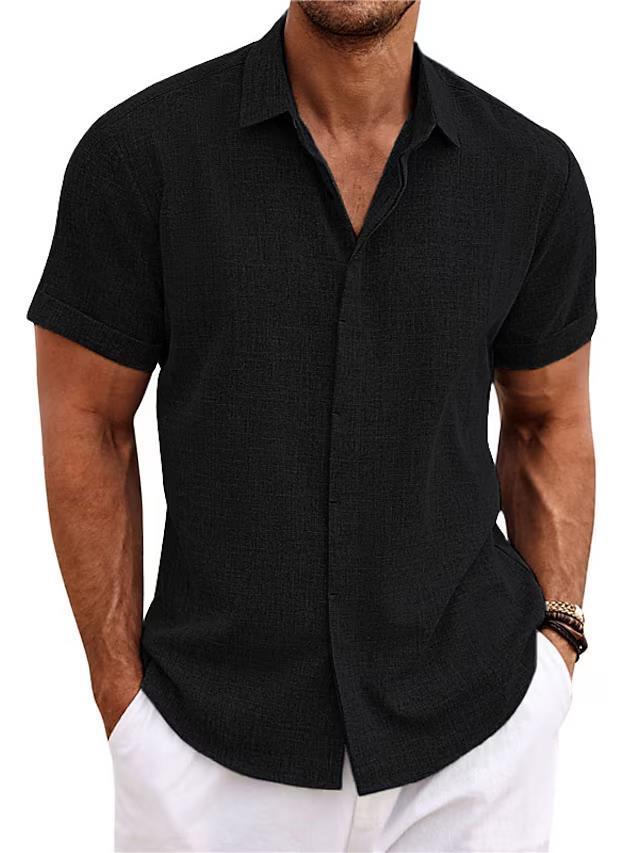 Men's Solid Color Loose Linen Short-sleeved T-shirt - 𝓢𝓱𝓸𝓹𝓵𝓮𝓬𝔂