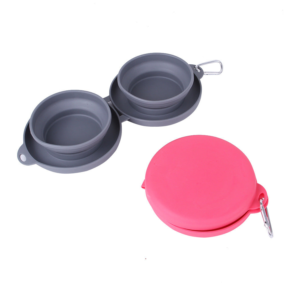 Rubber Foldable Double Bowl Pet Feeding Bowl Pets Supplies Dog Cat Bowls - 𝓢𝓱𝓸𝓹𝓵𝓮𝓬𝔂