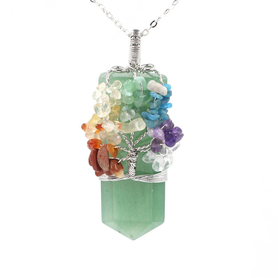 Crystal Column Tree Of Life Winding Pendant Necklace - 𝓢𝓱𝓸𝓹𝓵𝓮𝓬𝔂