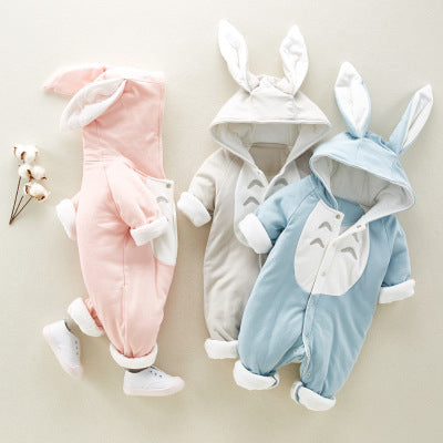 The new cotton padded cotton baby romper thickened chinchilla hooded cotton baby Onesies newborn go climbing clothes - 𝓢𝓱𝓸𝓹𝓵𝓮𝓬𝔂