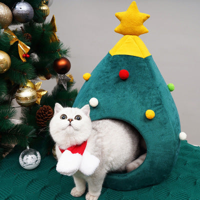 Christmas Tree Pet Bed Winter Warm Pet Nest Cat House Dog pet supplies - 𝓢𝓱𝓸𝓹𝓵𝓮𝓬𝔂