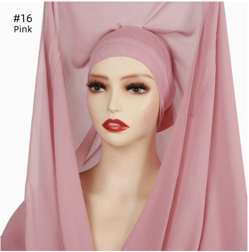 Lazy Chiffon Convenient Headscarf Magnetic Buckle Fixed Anti-drop Solid Color - 𝓢𝓱𝓸𝓹𝓵𝓮𝓬𝔂