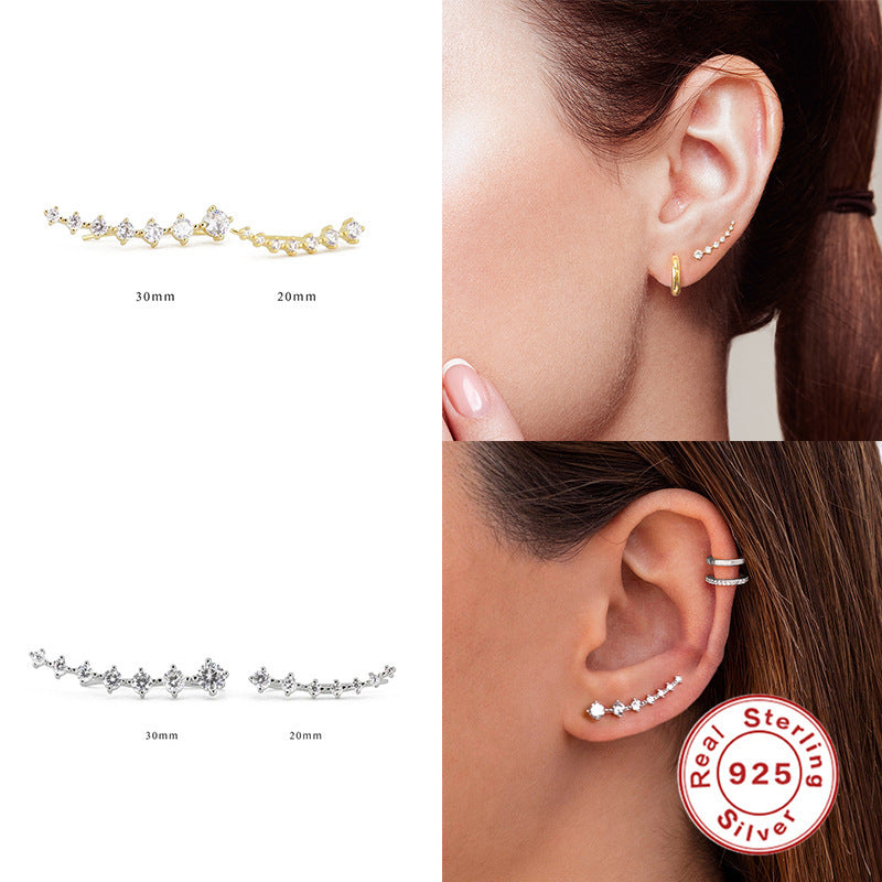 S925 Sterling Silver Single Row 7 PCs Shiny Diamond Ear Studs - 𝓢𝓱𝓸𝓹𝓵𝓮𝓬𝔂