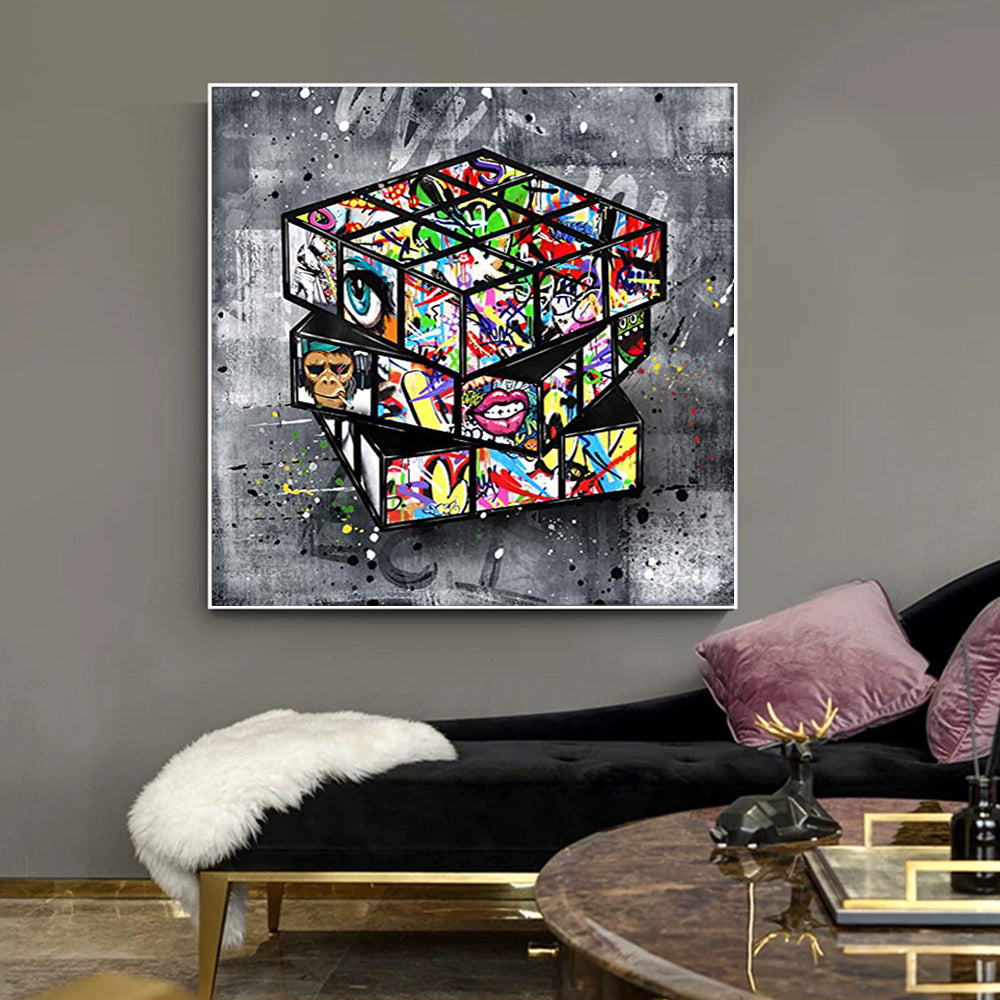 Banksy Graffiti Rubik's Cube Canvas Painting Wall - 𝓢𝓱𝓸𝓹𝓵𝓮𝓬𝔂