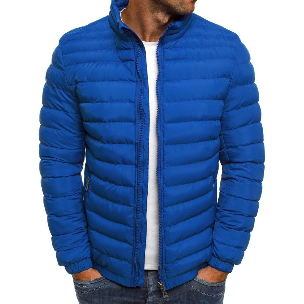 Men Jacket Zipper Solid Color Long Sleeves Pockets Coldproof Autumn Thicken Cotton Padded Overcoat For Outdoor - 𝓢𝓱𝓸𝓹𝓵𝓮𝓬𝔂
