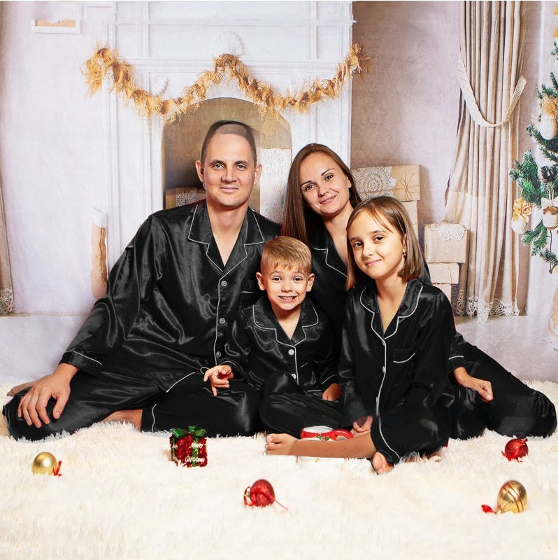 Children's Long-sleeved Parent-child Ice Silk Pajamas Suit - 𝓢𝓱𝓸𝓹𝓵𝓮𝓬𝔂