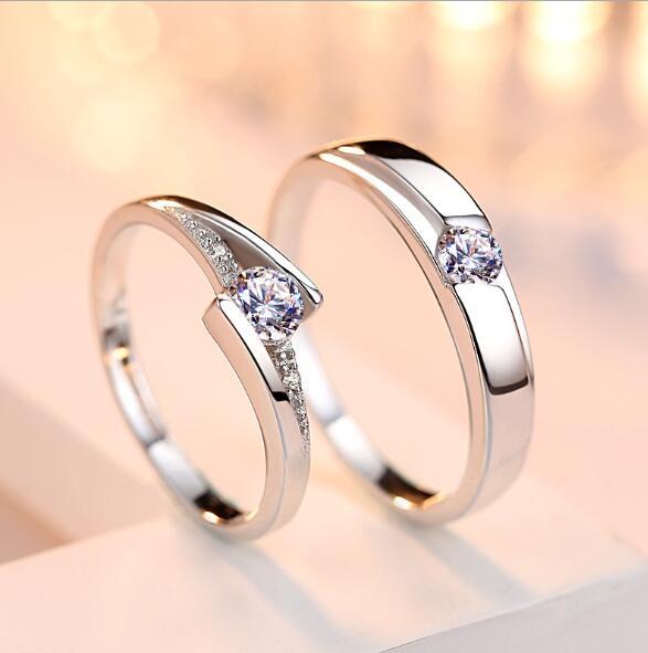Simulation Diamond Ring Couple Rings A Pair of Live 925 Silver Men and Women Marriage Rings Lettering Rings Diamond Rings - 𝓢𝓱𝓸𝓹𝓵𝓮𝓬𝔂