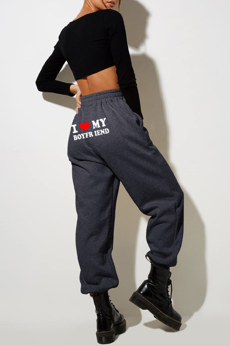 I Love MY BOYFRIEND Printed Trousers Casual Sweatpants Men And Women Sports Pants - 𝓢𝓱𝓸𝓹𝓵𝓮𝓬𝔂