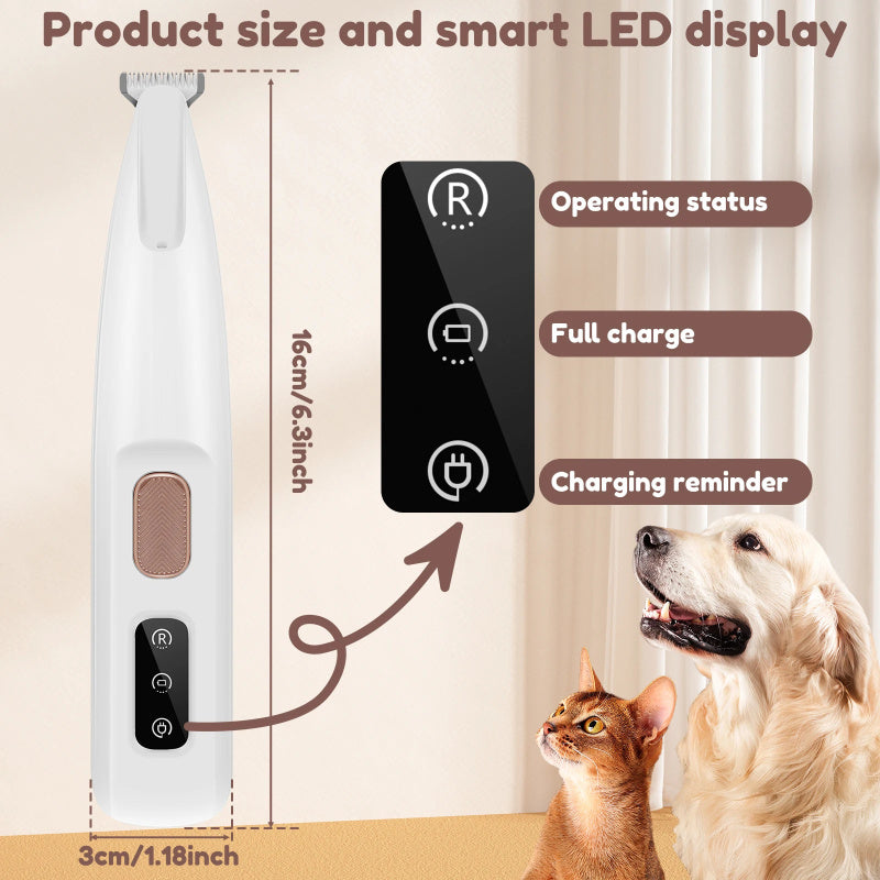 Pets Dog Paw Trimmer With LED Light Fully Waterproof Pet Hair Trimmer With LED Display Dog Clippers For Grooming Widen Blade - 𝓢𝓱𝓸𝓹𝓵𝓮𝓬𝔂