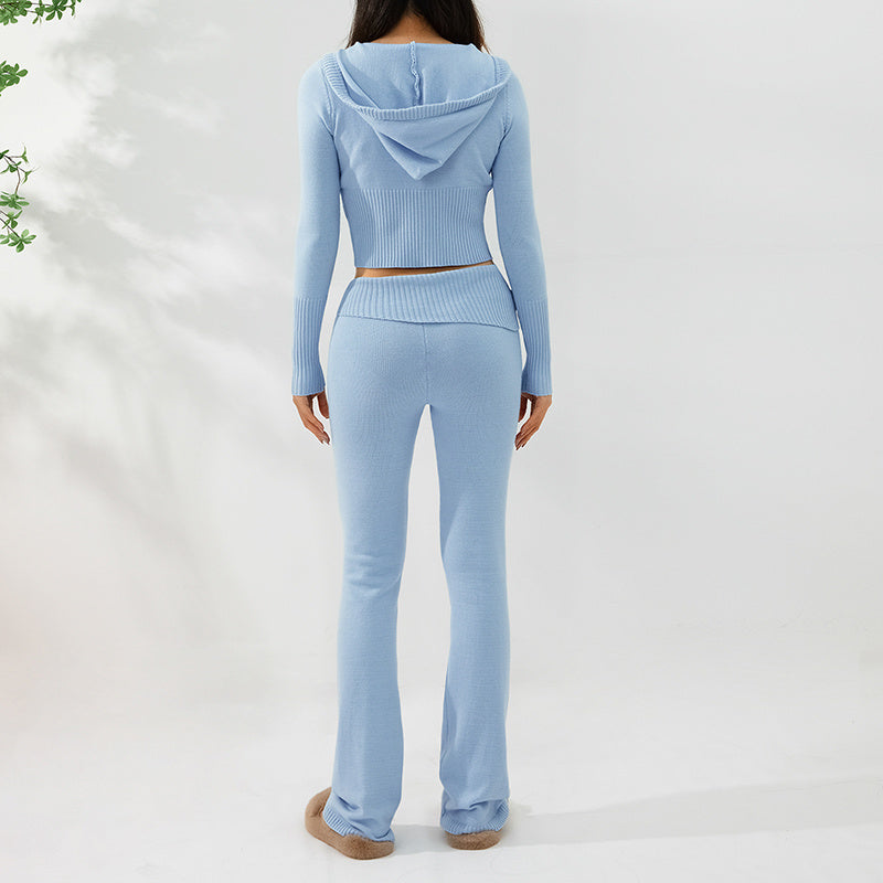 Hoodie Suit Women Leisure Sexy Zip Long Sleeve Sweater And High Waist Long Pants Set - 𝓢𝓱𝓸𝓹𝓵𝓮𝓬𝔂