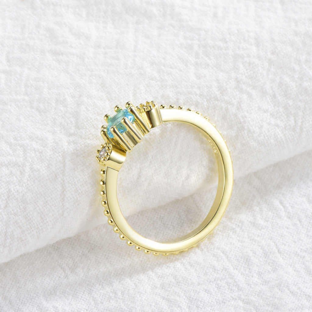 ROMAD Ocean Blue Rhinestone Rings Women Size 105 Gold Silver Finger Rings for Wedding Engagement Simple Bohemian Rings - 𝓢𝓱𝓸𝓹𝓵𝓮𝓬𝔂