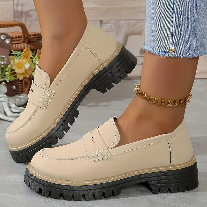 Leisure Matte British Style Women's Shoes Chunky Heel Platform - 𝓢𝓱𝓸𝓹𝓵𝓮𝓬𝔂