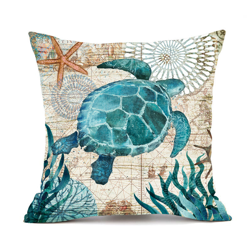 Cushion Covers Sea Turtle Printed Throw Pillow Cases For Home Decor Sofa Chair Seat - 𝓢𝓱𝓸𝓹𝓵𝓮𝓬𝔂