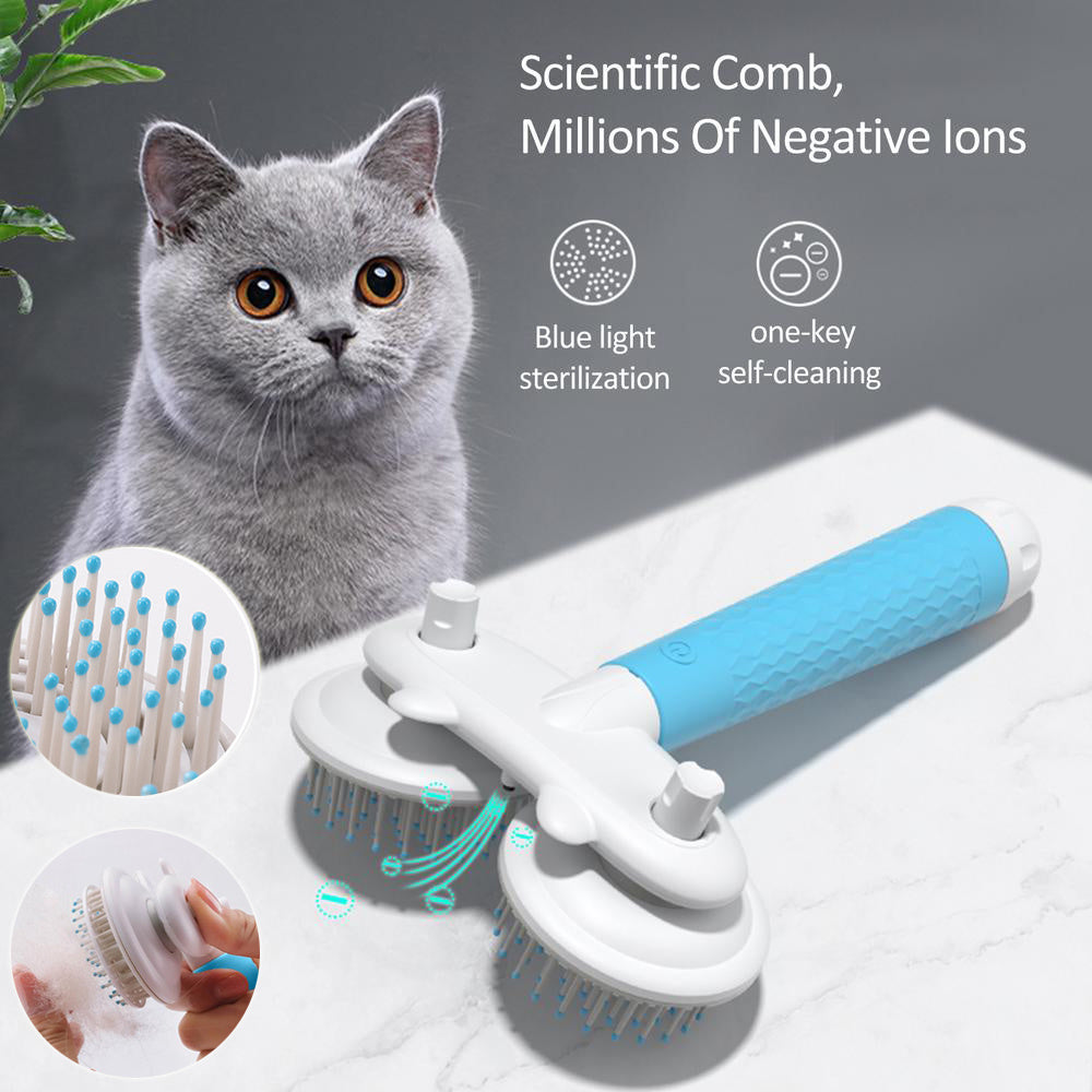 Pet Cat Brush Dog Slicker Brush Double-headed Negative Ion One-button Self Cleaning Dog Cat Hair Removal Pets Products - 𝓢𝓱𝓸𝓹𝓵𝓮𝓬𝔂