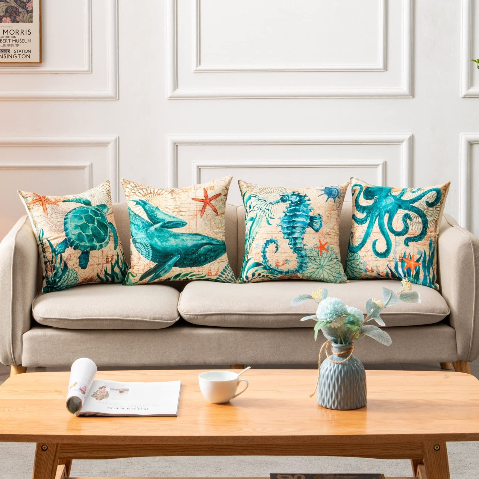 Cushion Covers Sea Turtle Printed Throw Pillow Cases For Home Decor Sofa Chair Seat - 𝓢𝓱𝓸𝓹𝓵𝓮𝓬𝔂