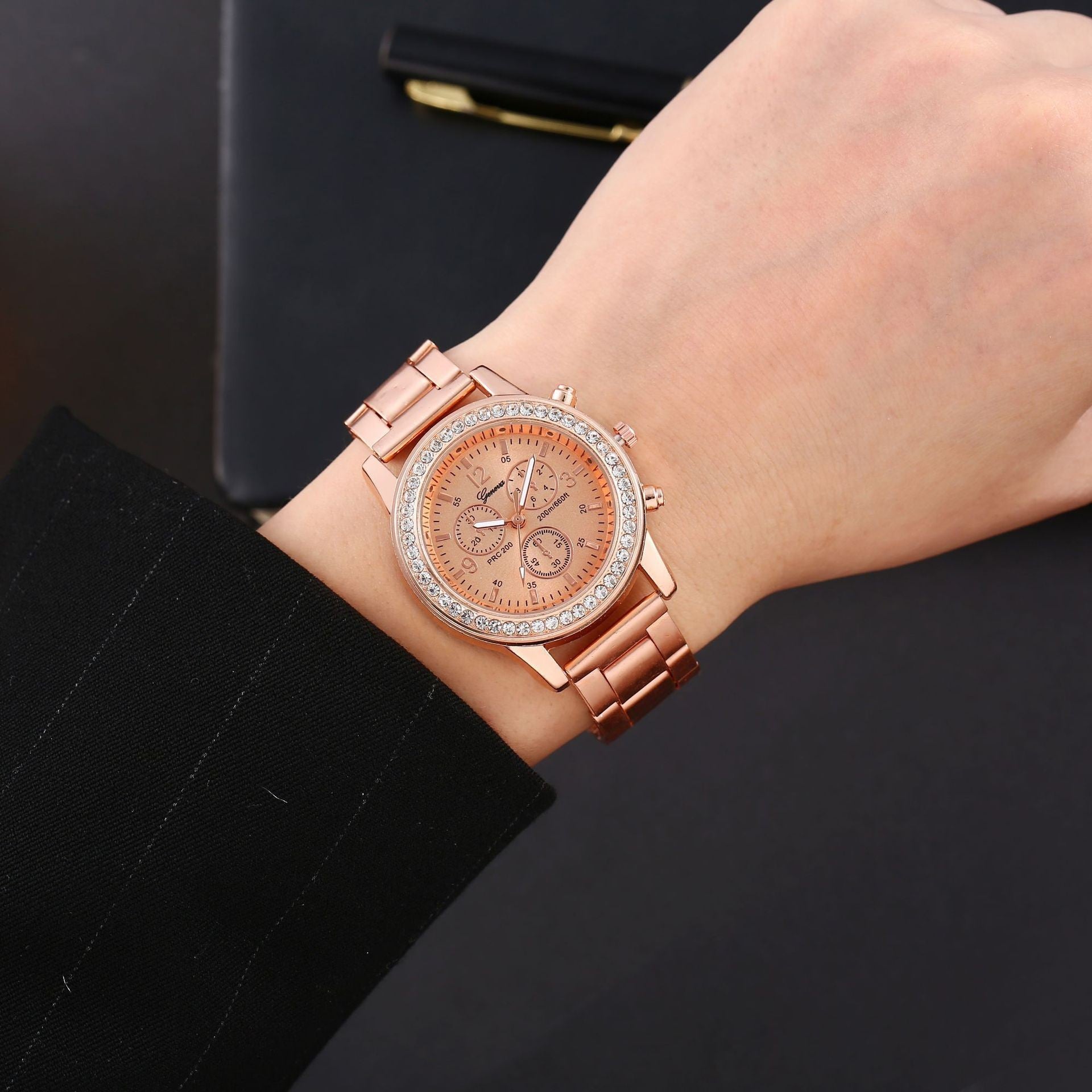 Geneva Steel Belt Gold Quartz Watch - 𝓢𝓱𝓸𝓹𝓵𝓮𝓬𝔂