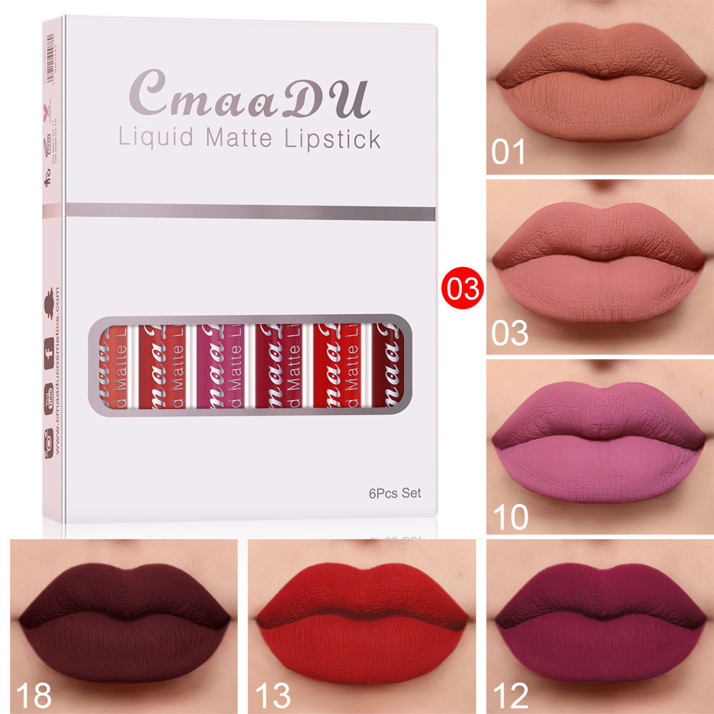 6 Boxes Of Matte Non-stick Cup Waterproof Lipstick Long Lasting Lip Gloss - 𝓢𝓱𝓸𝓹𝓵𝓮𝓬𝔂