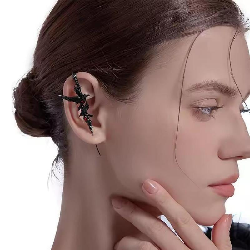 Black Crow Red Love Heart Earrings Personalized Niche