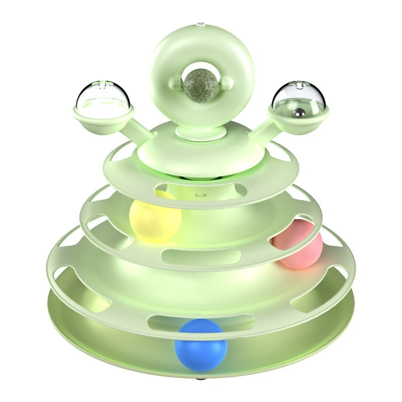4 Levels Cat Toy Tower Turntable Roller Balls Toys Interactive Intelligence Pets Toys Training Track Puzzle Funny Games Accessories Pet Products - 𝓢𝓱𝓸𝓹𝓵𝓮𝓬𝔂