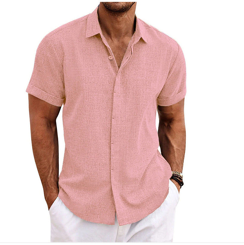 Men's Solid Color Loose Linen Short-sleeved T-shirt - 𝓢𝓱𝓸𝓹𝓵𝓮𝓬𝔂