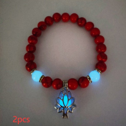 Energy Luminous Lotus Natural Stone Bracelet Yoga Healing Luminous Glow In The Dark Charm Beads Bracelet For Men Women Prayer Buddhism - 𝓢𝓱𝓸𝓹𝓵𝓮𝓬𝔂