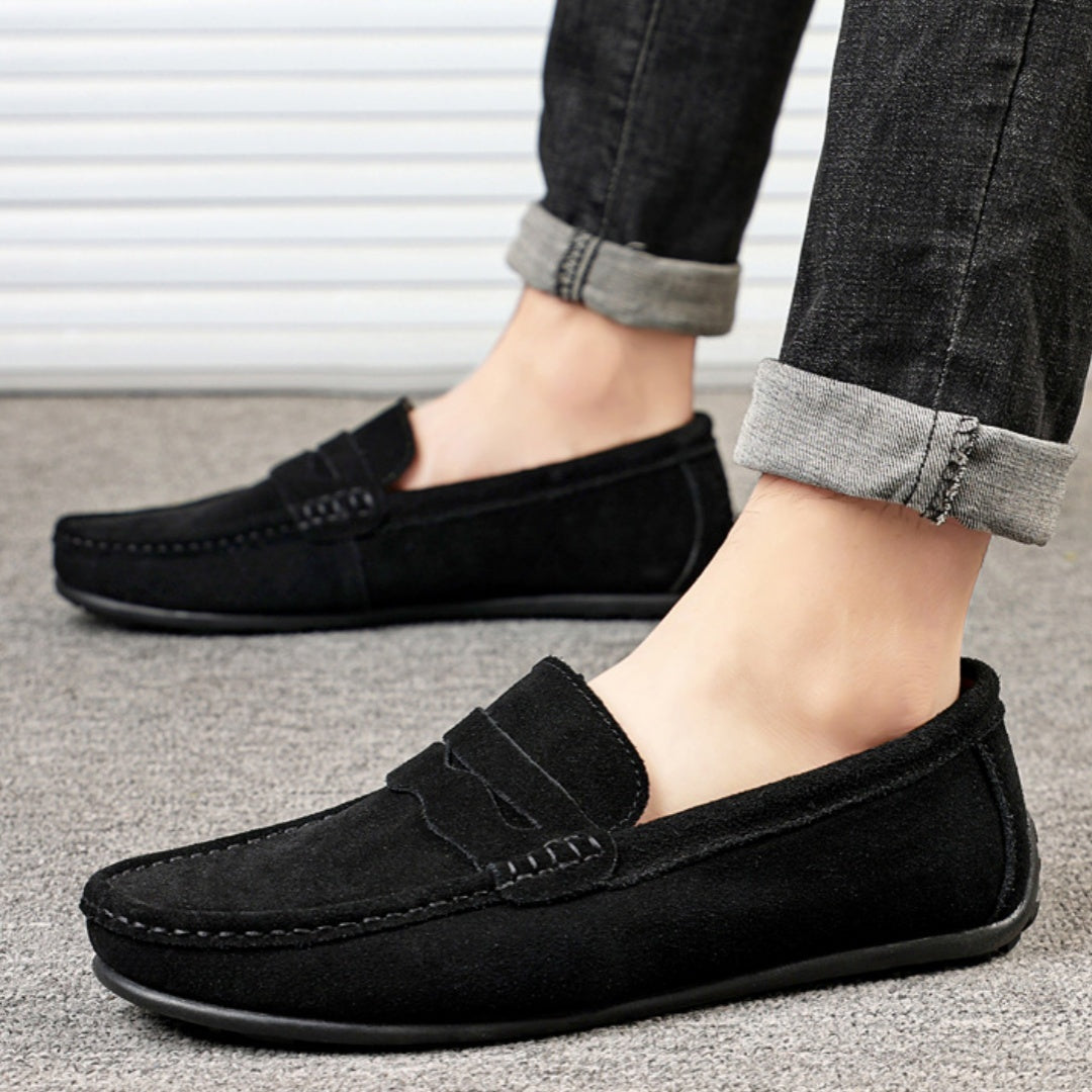 Men's Solid Color Suede British Flat Casual Shoes - 𝓢𝓱𝓸𝓹𝓵𝓮𝓬𝔂