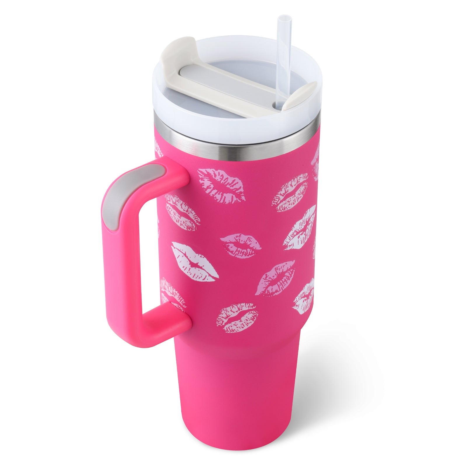 40 Oz Tumbler With Handle Straw Insulated, Stainless Steel Spill Proof Vacuum Coffee Cup Tumbler With Lid Tapered Mug Gifts For Valentine Lover Suitable For Car Gym Office Travel - 𝓢𝓱𝓸𝓹𝓵𝓮𝓬𝔂