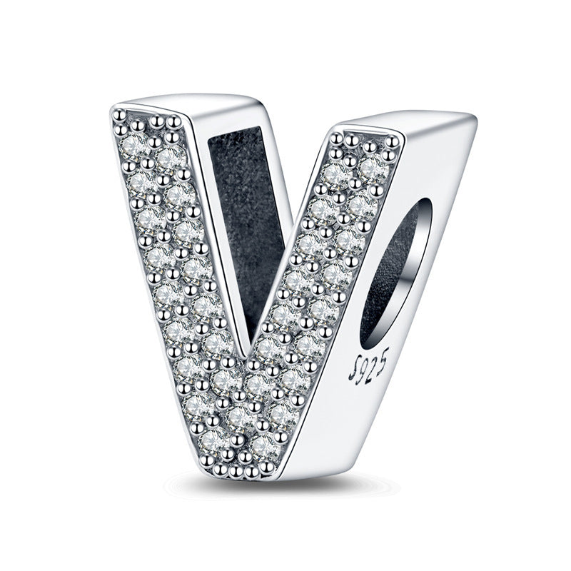 Twenty-six Letter Beads White Copper Silver Plated Beaded Braceletnecklace Ornament - 𝓢𝓱𝓸𝓹𝓵𝓮𝓬𝔂