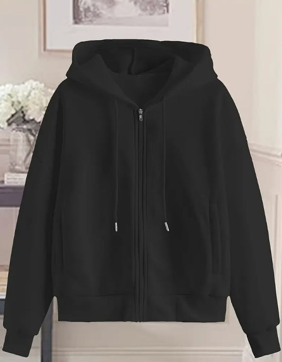 Women's Chic White Zip-Up Hoodie - 𝓢𝓱𝓸𝓹𝓵𝓮𝓬𝔂