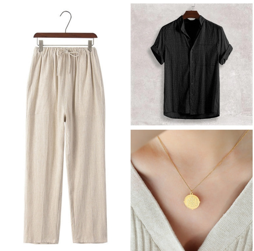 Men's Stand Collar Cotton Cardigan Short Sleeve Thin - 𝓢𝓱𝓸𝓹𝓵𝓮𝓬𝔂