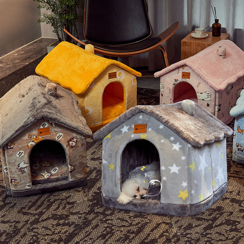 Foldable Dog House Pet Cat Bed Winter Dog Villa Sleep Kennel Removable Nest Warm Enclosed Cave Sofa Pets Supplies - 𝓢𝓱𝓸𝓹𝓵𝓮𝓬𝔂
