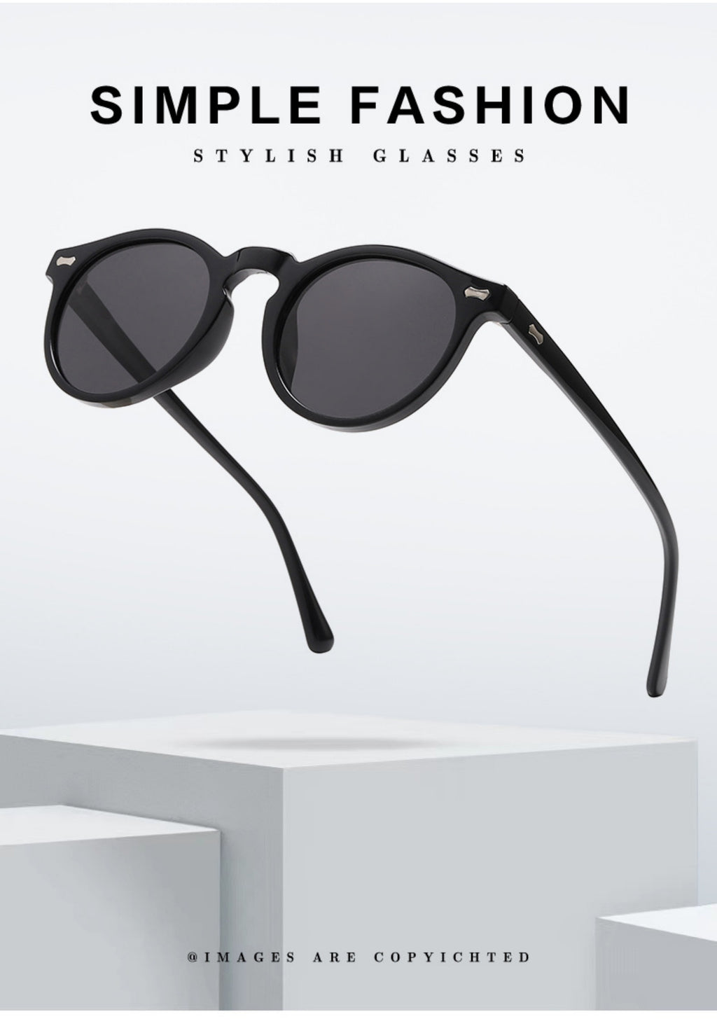 Literary retro round Japanese and Korean fashionable rice nail sunglasses - 𝓢𝓱𝓸𝓹𝓵𝓮𝓬𝔂