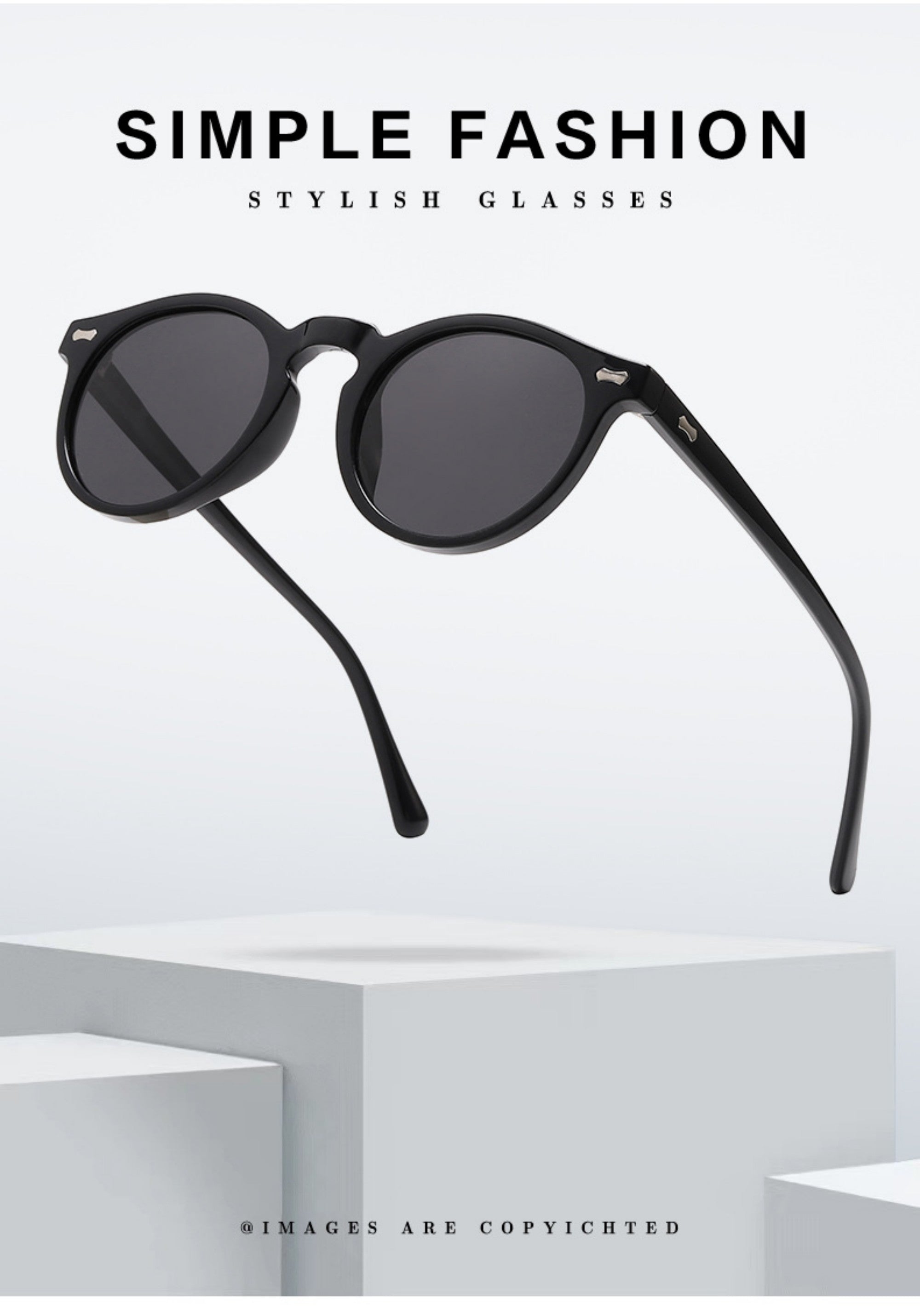 Literary retro round Japanese and Korean fashionable rice nail sunglasses - 𝓢𝓱𝓸𝓹𝓵𝓮𝓬𝔂