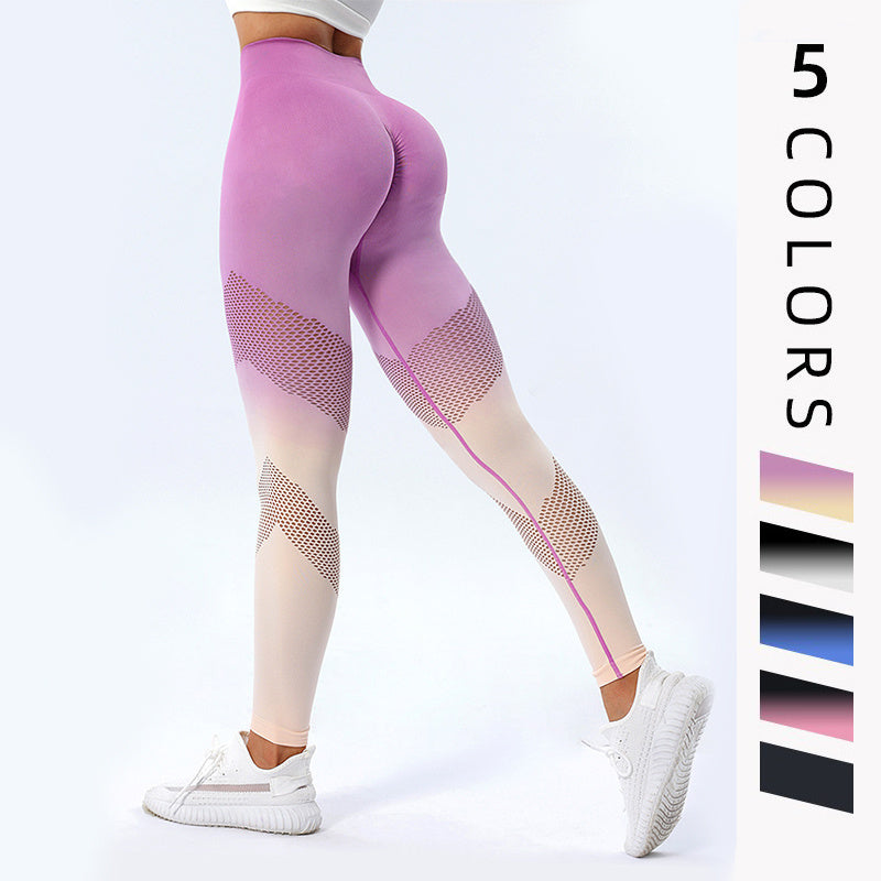 New Hollow Design Gradient Printed Yoga Pants Seamless High Waist Hip Lifting Fitness Leggings For Women Quick Drying Trousers - 𝓢𝓱𝓸𝓹𝓵𝓮𝓬𝔂