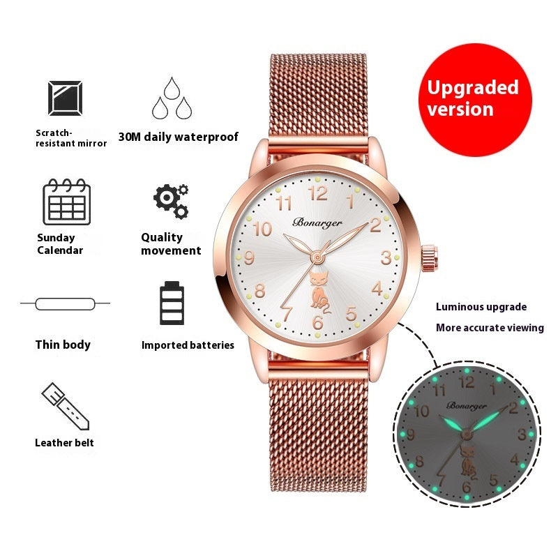 Women's Luminous Quartz Watch With Simple Waterproof Belt - 𝓢𝓱𝓸𝓹𝓵𝓮𝓬𝔂
