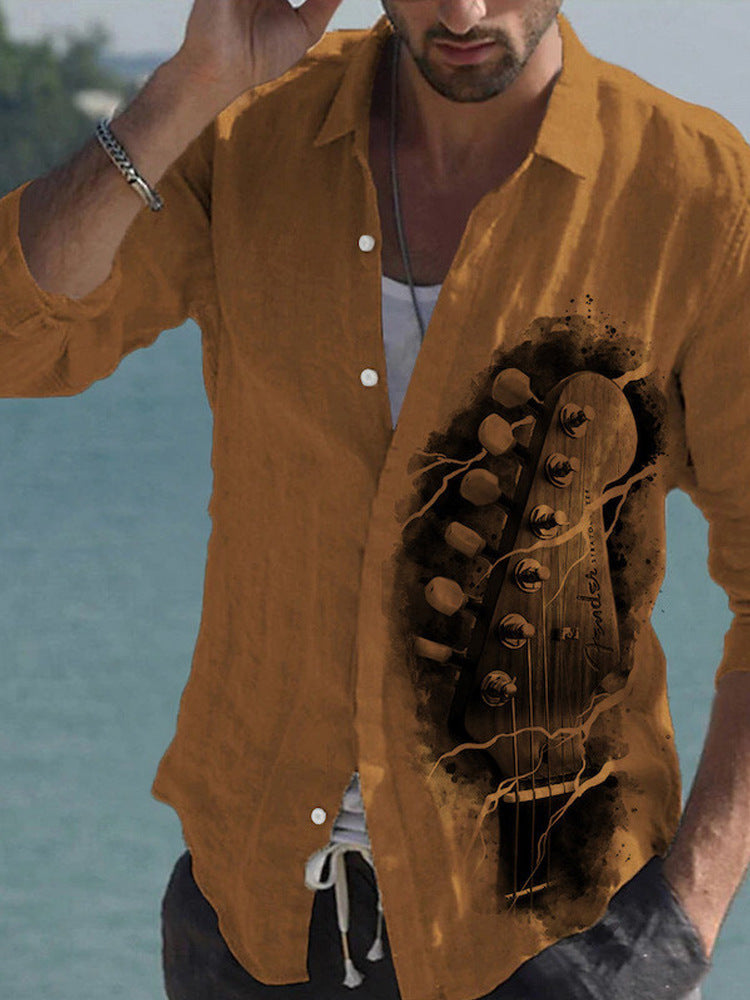 Color Matching Bamboo Linen Printed Men's Shirt - 𝓢𝓱𝓸𝓹𝓵𝓮𝓬𝔂