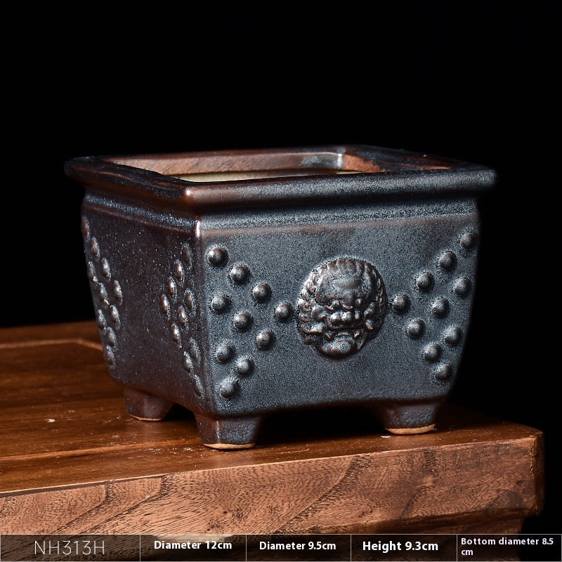 Retro Chinese Style Ceramic Flower Pot Square Creative - 𝓢𝓱𝓸𝓹𝓵𝓮𝓬𝔂