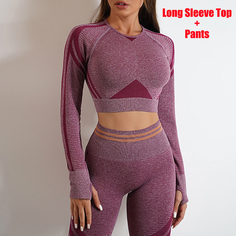Seamless Yoga Pants Sports Gym Fitness Leggings Or Long Sleeve Tops Outfits Butt Lifting Slim Workout Sportswear Clothing - 𝓢𝓱𝓸𝓹𝓵𝓮𝓬𝔂