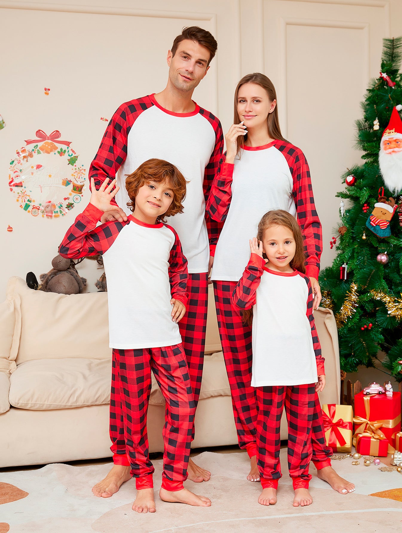 Christmas Solid Color Plaid Printed Christmas Parent-child Homewear Suits - 𝓢𝓱𝓸𝓹𝓵𝓮𝓬𝔂