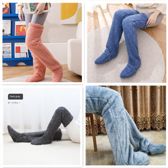 Over Knee High Fuzzy Long Socks Winter Warm Cold Leg Knee Joint Cold-proof Stockings Home Floor Sleeping Socks - 𝓢𝓱𝓸𝓹𝓵𝓮𝓬𝔂