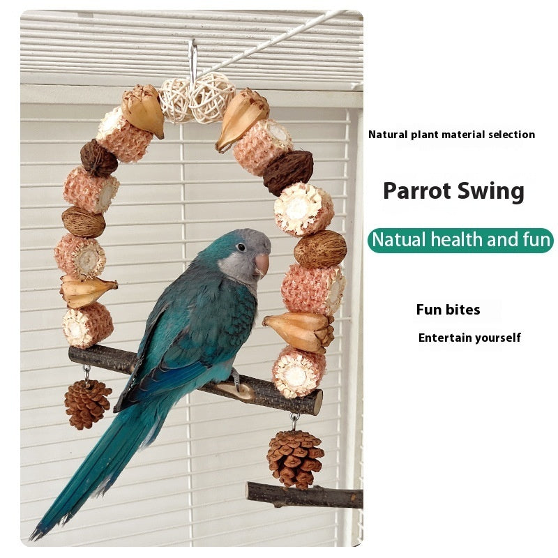 Wooden Parrot Swing Natural Log Bird Stand Pole Perched Wooden Mountain Parrot Toys - 𝓢𝓱𝓸𝓹𝓵𝓮𝓬𝔂