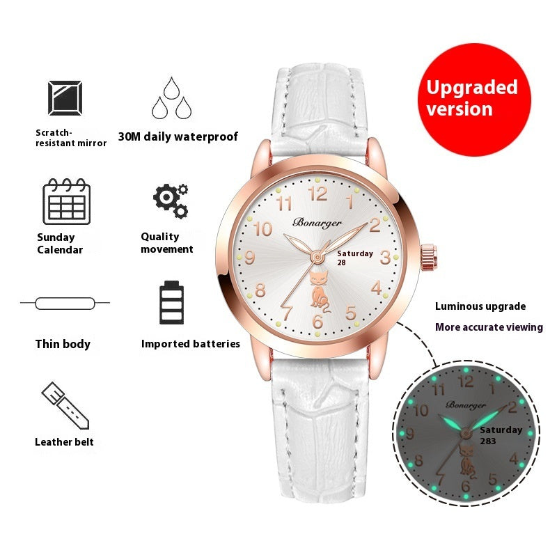 Women's Luminous Quartz Watch With Simple Waterproof Belt - 𝓢𝓱𝓸𝓹𝓵𝓮𝓬𝔂