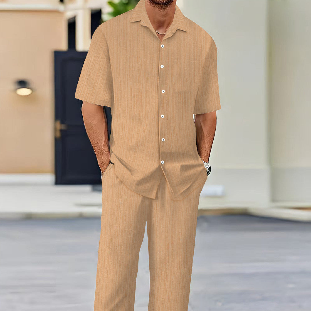 Men's Solid Color Short Sleeve Fashion Suit - 𝓢𝓱𝓸𝓹𝓵𝓮𝓬𝔂